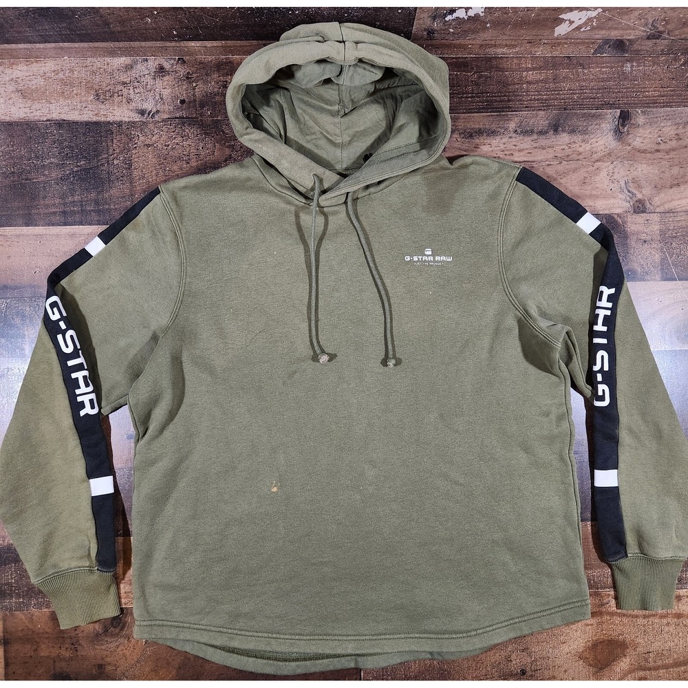 Vintage G Star Raw Hoodie Sweatshirt Men Large Green Sweatshirt Y2K Grunge Faded